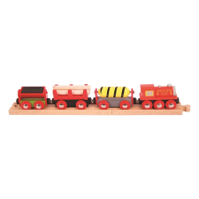 Bigjigs Rail piros teher vonat 3 sínnel vágány