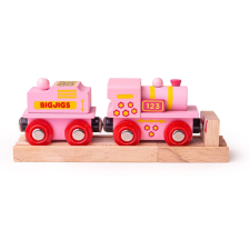 Bigjigs Rail rózsaszín mozdony vágány