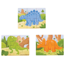 Bigjigs Toys 3 darabos fa kirakós készlet - Dinoszauruszok puzzle, kirakós