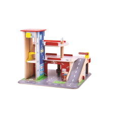 Bigjigs Toys garázs és parkoló autópálya és játékautó