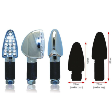  BIHR háromszög alakú LED irányjelzők, rövid, krómozott, univerzális motorkerékpár irányjelző