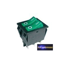  Billenő kapcsoló 2 (2pol./3pin) ON-OFF 250V/15A - áttetsző zöld villanyszerelés