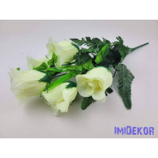  Bimbós rózsa 5 ágú selyem csokor 43 cm - Törtfehér dekorációs kellék