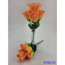  Bimbós rózsa 5 fejes selyemvirág csokor 32 cm - Világos Narancs dekoráció