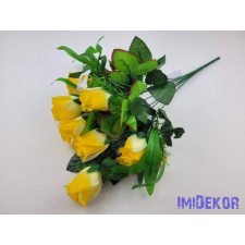  Bimbós rózsa 7 ágú selyem csokor 42 cm - Napsárga dekorációs kellék