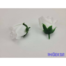  Bimbós rózsa selyemvirág fej M5,5 cm - Fehér dekoráció