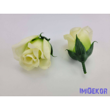  Bimbós rózsa selyemvirág fej M5,5 cm - Krém-zöld dekoráció