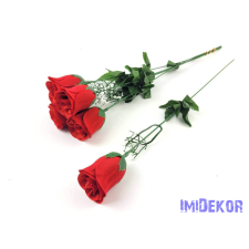  Bimbós rózsa szálas bársony 51 cm - Piros dekoráció