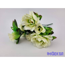 Bimbós rózsa + tavirózsa 7 ágú csokor 44 cm - Zöldes Krém dekoráció