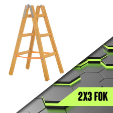 Bingoo Univerzális háztartási fa létra fém erősítésekkel, 2x3 fokos, 102 cm létra és állvány