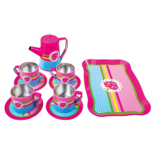 Bino Toys: Scarlett fém kávézó és teázó készlet tálcával (83396) konyhakészlet