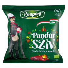 BioPont Biopont bio kukorica snack pandúr szív erős paprikás ízesítéssel 45 g csokoládé és édesség