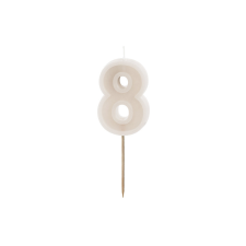 Birthday candle Number 8, warm grey, 6 cm party kellék