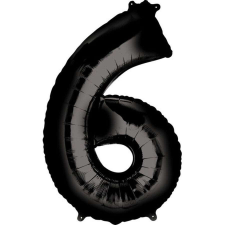  Black óriás szám fólia lufi 6-os, 86*55 cm party kellék