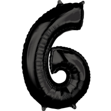  Black Szám 6 Fólia lufi 66x43 cm party kellék