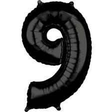 Black Szám 9 Fólia lufi 66x43 cm party kellék