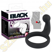 Black Velvet Szilikon péniszgyűrű gátstimulálóval - fekete péniszgyűrű