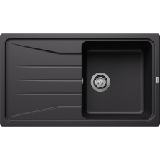 Blanco SONA 5S Silgranit egymedencés csepegtetőtálcás gránit mosogató, szifonnal, fekete, beépíthető mosogatótálca