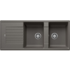 Blanco ZIA 8S Silgranit kétmedencés csepegtetőtálcás gránit mosogató, szifonnal, vulkánszürke, beépíthető