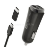 BLAUTEL 4-OK autós töltő 2 USB aljzat (17W + Type-C adapter + microUSB kábel) FEKETE (CMM3AX)
