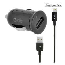 BLAUTEL 4-OK autós töltő USB aljzat (5V / 2400mA, MFi Apple engedélyes, IPCMB5 utódja + lightning 8pin kábel) FEKETE (IPCM25) (IPCM25) mobiltelefon kellék
