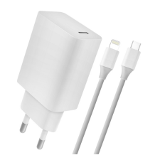 BLAUTEL 4-OK Hálózati USB-C töltő 18W + USB-C - Lightning kábel - Fehér mobiltelefon kellék