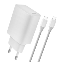 BLAUTEL 4-OK Hálózati USB-C töltő (5V / 2400mA) + USB - USB-C kábel - Fehér mobiltelefon kellék