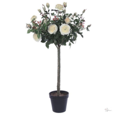 Bloomi Selyemvirág törzses rózsafa mûanyag kaspóban mûanyag 121cm fehér @ dekorációs kellék