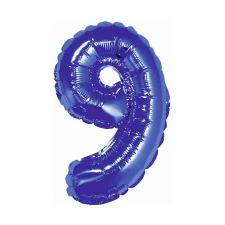 Blue, Kék 9-es mini szám fólia lufi 35 cm party kellék