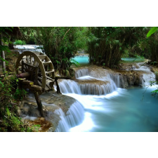  Blueback Mat Cascada55 Luang Prabang Laos Vászonfestmény, 105 x 70 cm grafika, keretezett kép