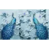  Blueback MAT Nyomtatott tapéta, pávák virágokkal és kék pillangókkal, 250 x 200 cm