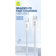 Blueo Braided PD Lightning 30W 1.2M Adatkábel - Fehér mobiltelefon kellék