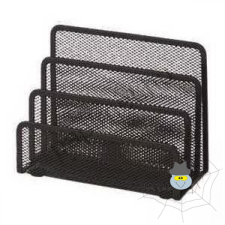 BLUERING Fémhálós, 3 rekeszes levéltartó - fekete fémhálós tároló