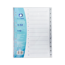 BLUERING Regiszter műanyag 1-12 szürke (5999093850119) regiszter és tartozékai
