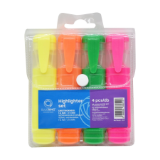 BLUERING Szövegkiemelő lapos testű készlet, Bluering®, 4 klf. szín filctoll, marker