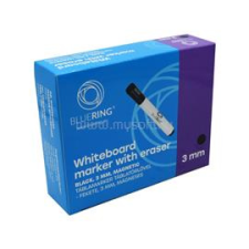 BLUERING Táblamarker 3mm, mágneses, táblatörlővel multifunkciós BlueringR fekete (BLUERING_BR891846) filctoll, marker