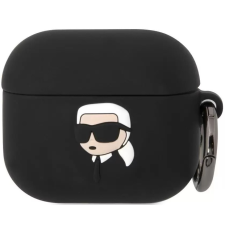  Bluetooth fülhallgató töltőtok tartó, szilikon, karabiner, napszemüveges lány minta, Apple AirPods 3 kompatibilis, Karl Lagerfeld 3D Logo NFT Choupette Head, fekete audió kellék