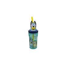 Bluey Szívószálas Pohár 3D Bluey Fejjel konyhai eszköz