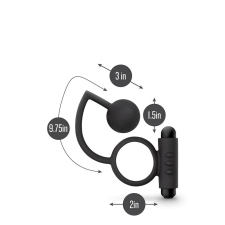 Blush Novelties Anal Adventures Anal Ball With C-Ring - szilikon, vízálló anál vibrátor péniszgyűrűvel - 7,6/23,4 cm (fekete) vibrátorok