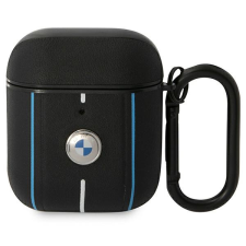 BMW BMA222RVSK AirPods 1/2 tok fekete bőr Színes vonalakkal fülhallgató, fejhallgató tok