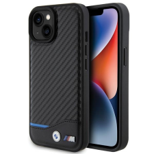 BMW BMHCP15S22NBCK iPhone 15 6.1" fekete bőr Carbon tok tok és táska