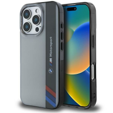 BMW BMHCP16L23HTFEG Motosport IML Vertical Stripe tok iPhone 16 Pro - szürke tok és táska