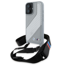 BMW BMHCP16S23PSCCG M Edition Carbon Stripe & Strap keménytok iPhone 16 - szürke tok és táska