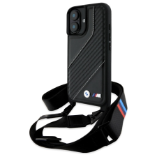 BMW BMHCP16S23PSCCK M Edition Carbon Stripe & Strap keménytok iPhone 16 - fekete tok és táska