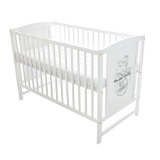 Bobas Bajka emelhető magasságú fenyő kiságy 60x120cm - Best Friend's Fehér kiságy, babaágy