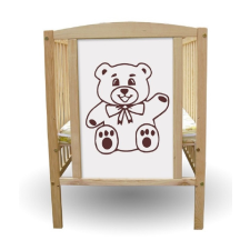 Bobas Bajka emelhető magasságú fenyő kiságy 60x120cm - Integető Maci kiságy, babaágy