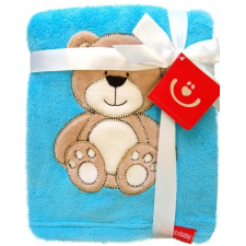 Bobobaby mikroszálas kocsitakaró KCSN-08 türkiz maci babaágynemű, babapléd