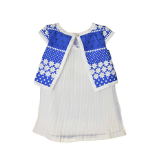 boboli kék, fehér, virágmintás lány ruha – 104 lányka ruha