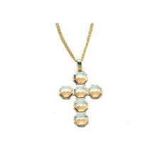 Boccadamo Jewels - aranyozott bronz nyakék - Cross - borostyán nyaklánc