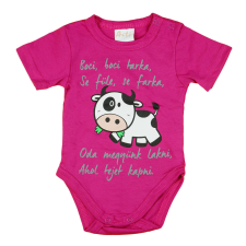 Bocis feliratos rövid ujjú baba body pink kombidressz, body